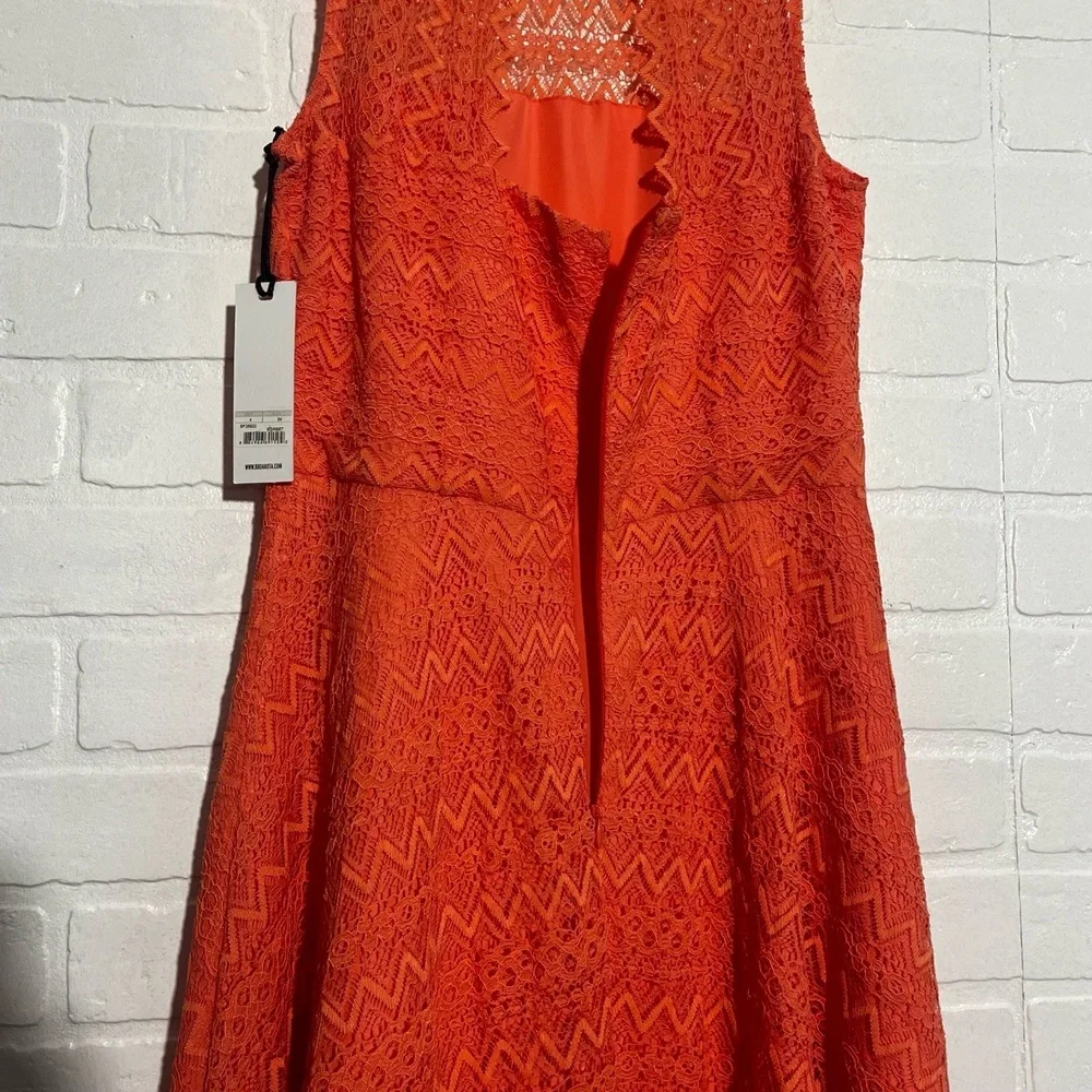 BB Dakota Womens Dress Renley Lace Fit Flare Dress Size 4 Coral Sleeveless NWT - Picture 6 of 14